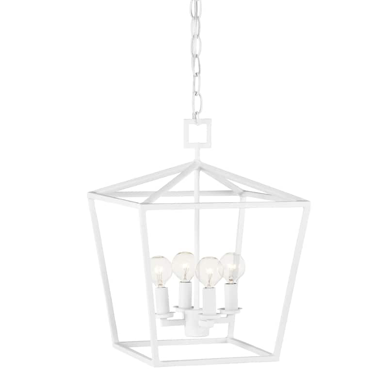 Currey & Company Denison Small White Lantern - 16"h x 12"w x 12"d