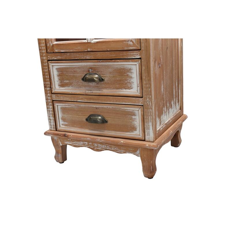 Rustic 54.53"Tall Wooden Accent Cabinet with Decorative Doors and 2 Drawers