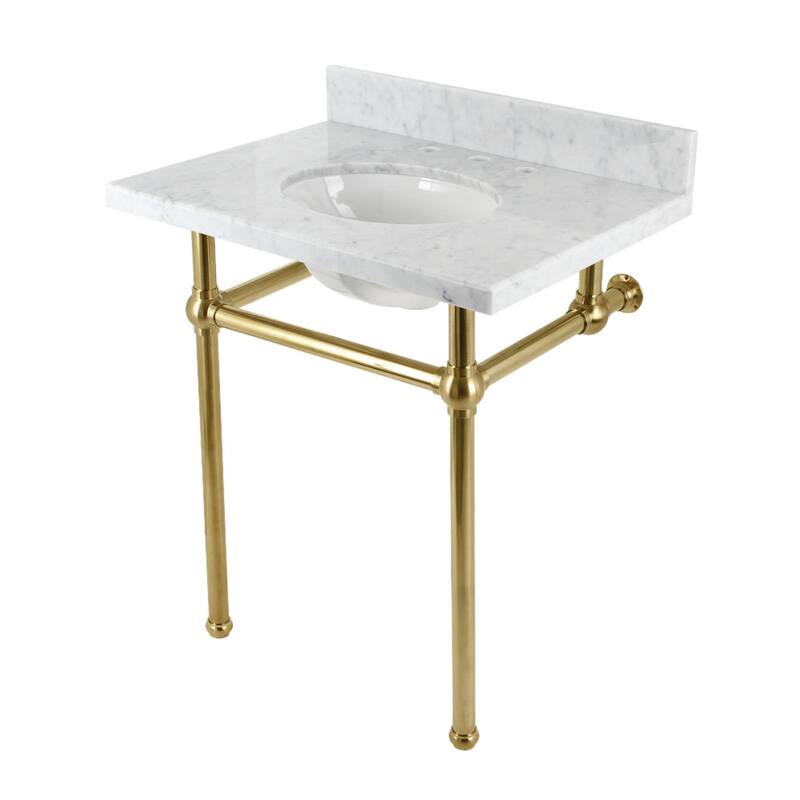 Kingston Brass KVBH3022M8 Addington 30" Rectangular Brass, Marble - Marble White / Brushed Brass