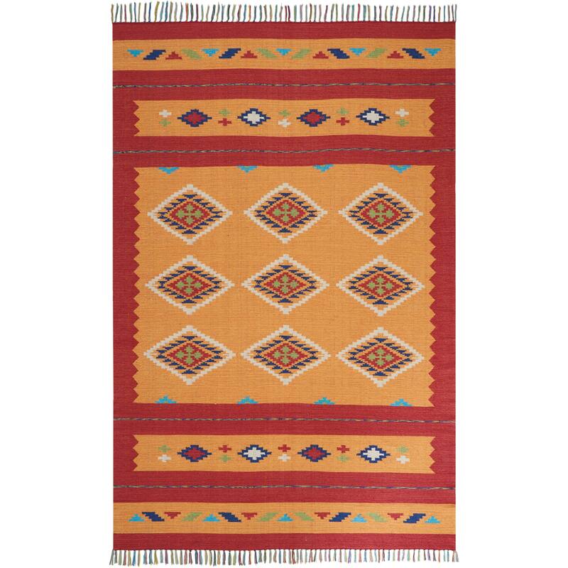 Nourison Baja Diamond Southwestern Fringe Area Rug - 6'6" x 9'6" - Yellow/Red - Runner/Rectangle