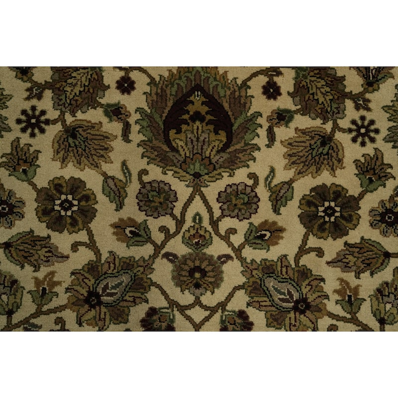 Hand Knotted Oriental 100% Wool Carpet Traditional All-Over Beige & Ivories Agra Area Rug - 9' 10'' X 8' 2''