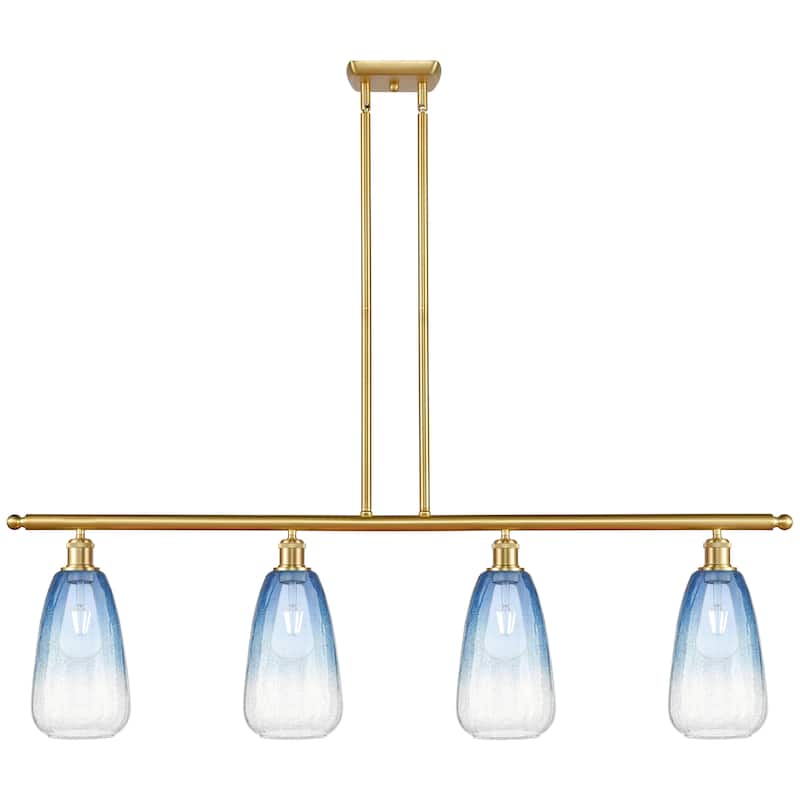 Innovations Lighting Endless Possibilities Ballston - Brookhaven Almond - 4 Light 48" Stem Hung Island Light - Satin Gold/Sapphire Blue