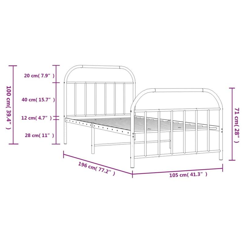 vidaXL 12 Inches Metal Bed Frame No Mattress