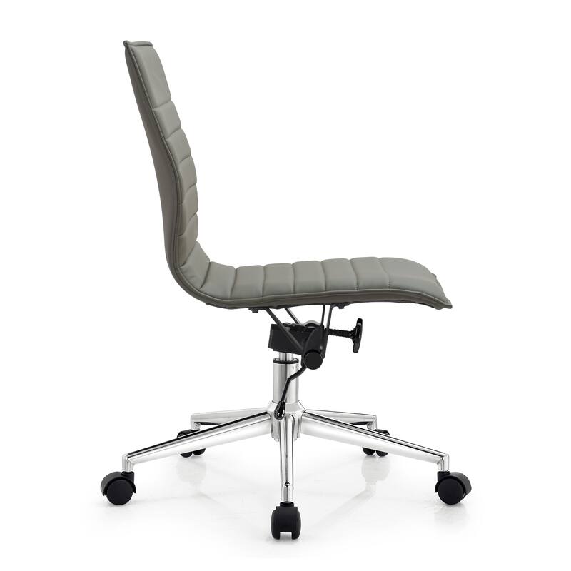Swivel Mid-back Armless PU Leather Ridded Office Chair With Wheels For Conference Room Hotel Task Work Computer Executive