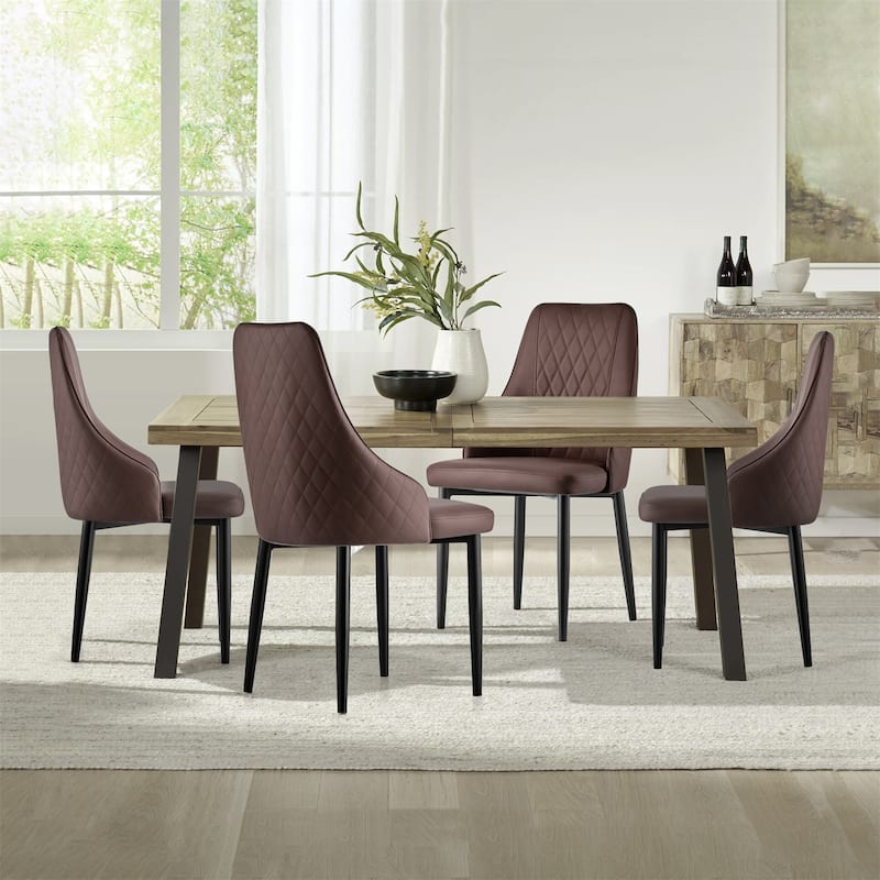 Faux Leather Upholstered Dining Chairs Set of 2 - 35.63"H x 17.72"W x 17.32"D