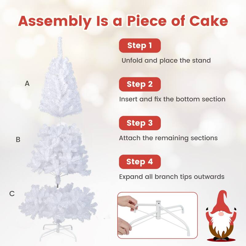 7 Feet White Christmas Tree with Solid Metal Legs