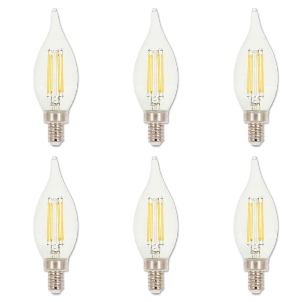 Westinghouse Lighting 4.5 Watt (60 Watt Equivalent) Clear CA11 Dimmable Filament LED Light Bulb, Candelabra Base, 6 Pack