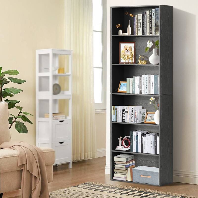 Modern Minimalist Storage Shelf - 6 Tiers, MDF Build