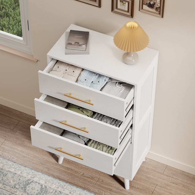 5/6/Chest of Drawers Dresser Modern Drawers with Metal Handles, Wood Storage Dresser for Bedroom, Living Room, Entryway