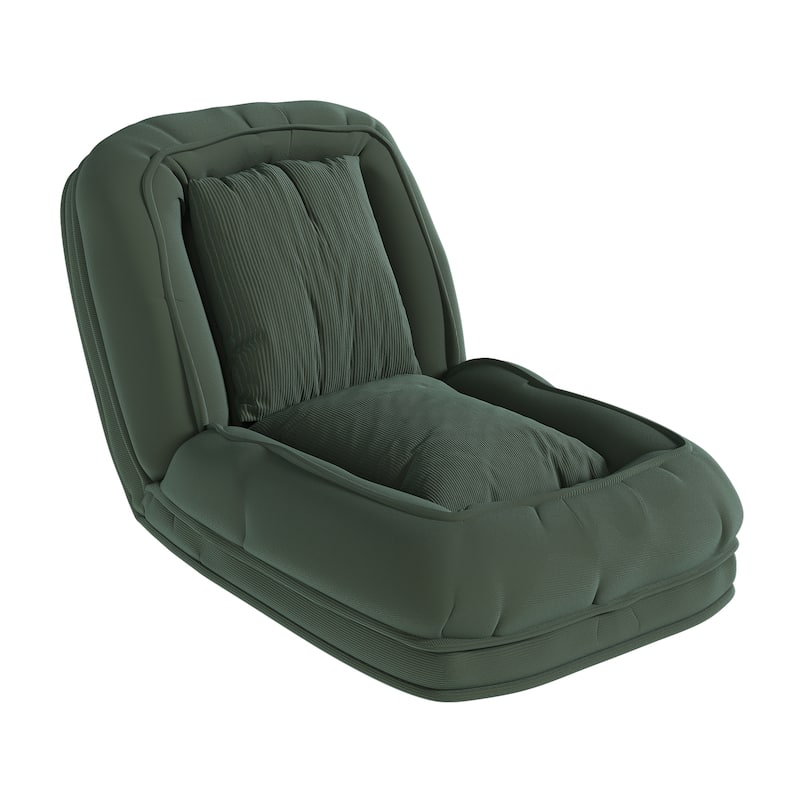 Upholstered Human & Dog Shared Sofa Bed, 5-Position Adjustable Foldable Lounger with Pillows