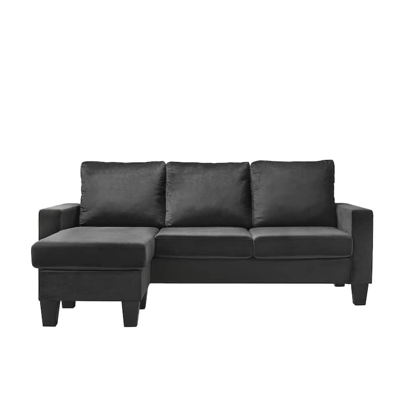 Jessica 77 in. W Flared Arm Velvet L Shaped Sofa - 52"L x 77"W x 33"H