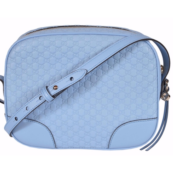 Shop Gucci 449413 Blue Leather Micro GG Guccissima Bree Crossbody Purse Bag - Mineral Blue - 8.5 ...