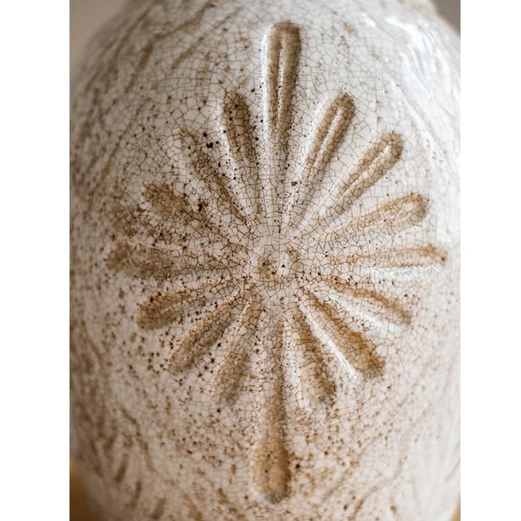 RusticReach Carved Floral Vase in White