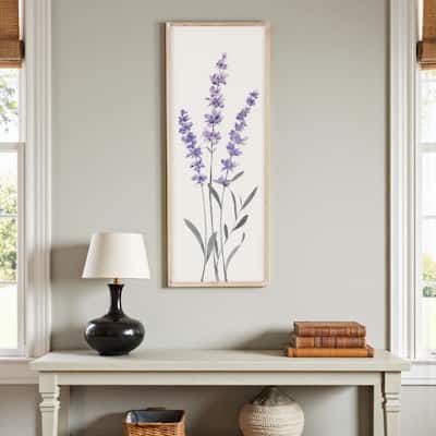 HomeRoots 32" X 12" Natural White And Lavender Floral Wood Framed Art