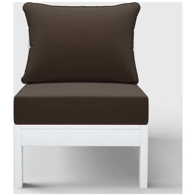 Birchwood All Weather HDPE Outdoor Patio Deep Seating White Armless Chair With Cushions (1-Piece)
