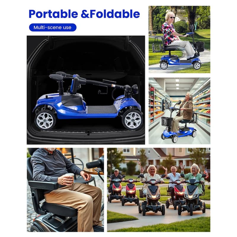Folding Portable Mobility Scooter，Long-Range Battery Motorized Scooter for Seniors