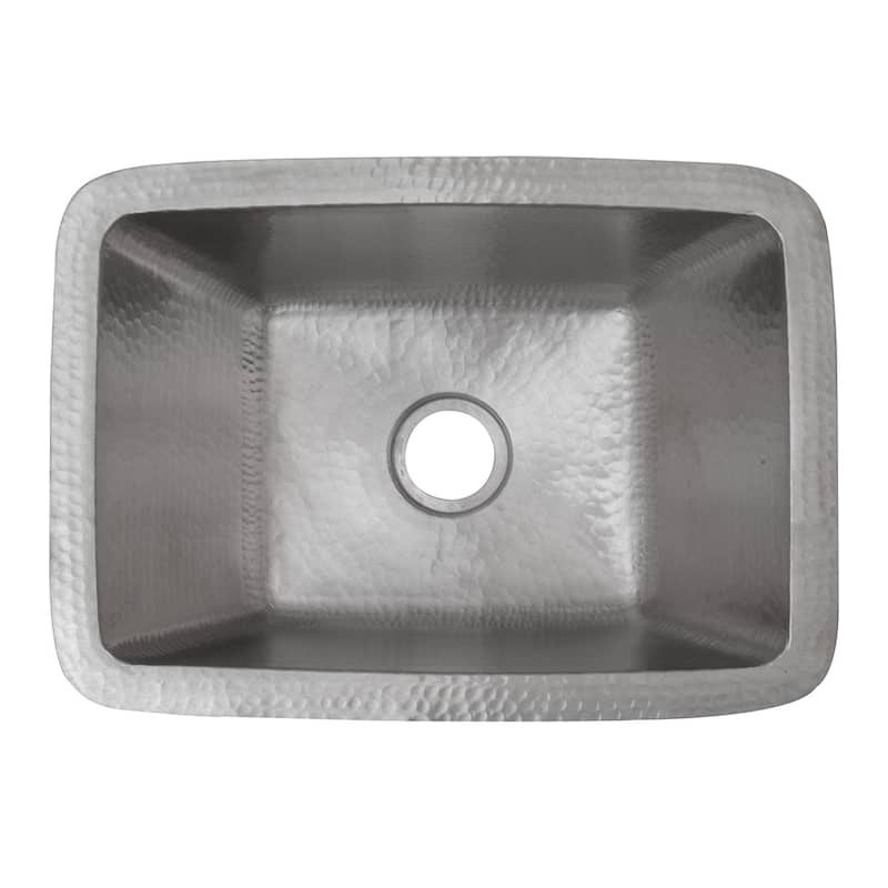 17-in Rectangle Copper Bar Sink in Nickel w/ 2-in Drain Opening (BRECEN2)