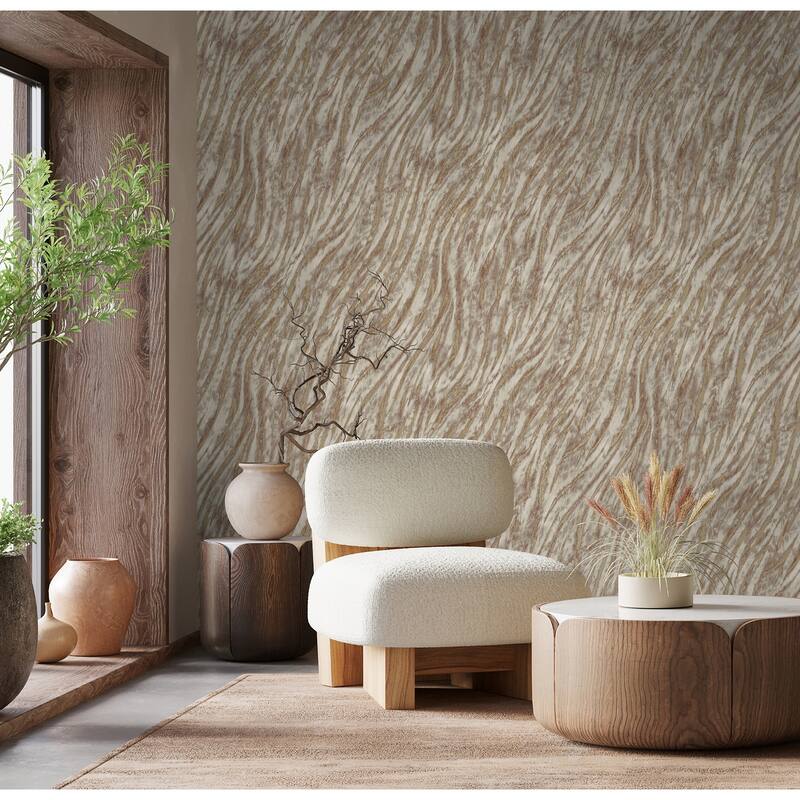 Fine Decor Arran Rose Gold Swirling Stripe Wallpaper