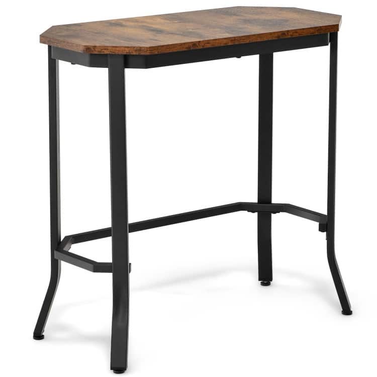 Narrow End Side Sofa Table with Rustic Tabletop-Rustic Brown - 25.5" x 12.5" x 24.5" (L x W x H)