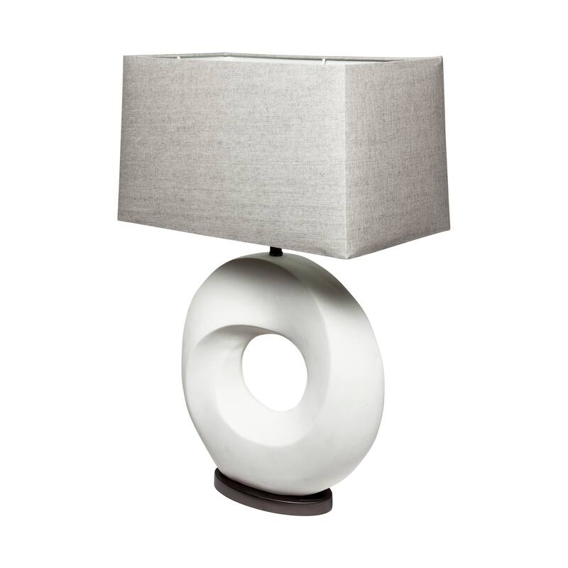 Celtica White Resin Ring-Shaped Base w/Grey Shade Table Lamp - White