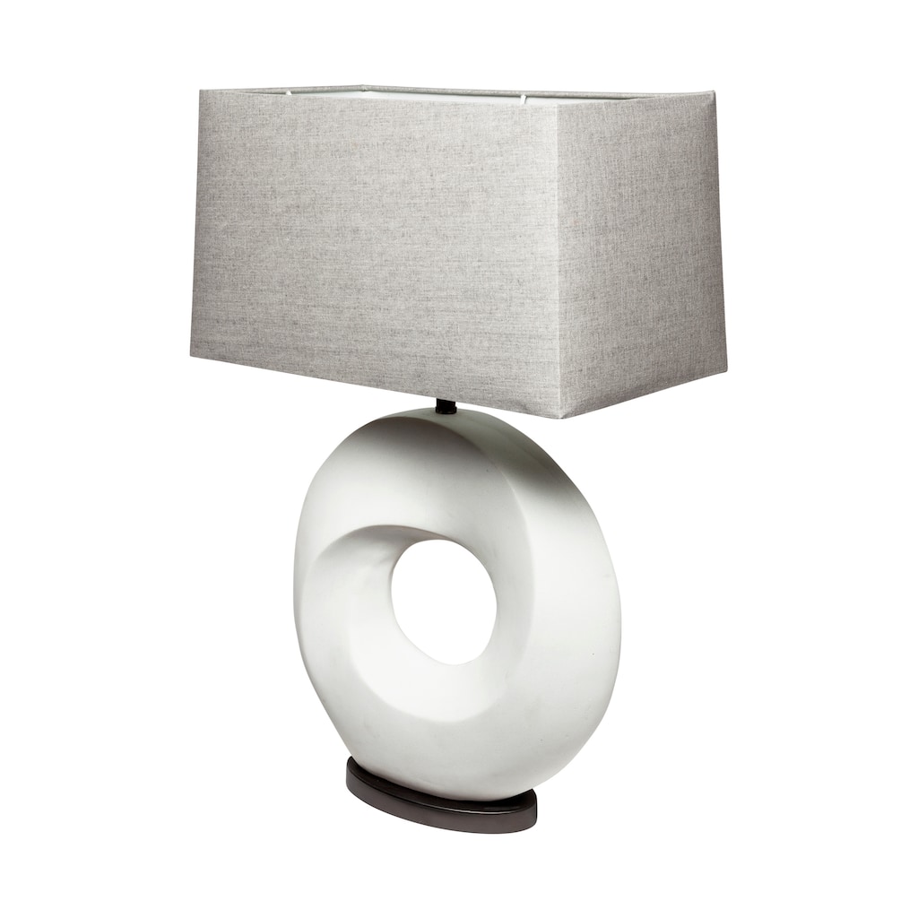Celtica White Resin Ring-Shaped Base w/Grey Shade Table Lamp