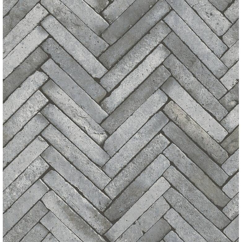 Brewster Arrow Grey Diagonal Slate Wallpaper - 20.5in x 396in x 0.025in