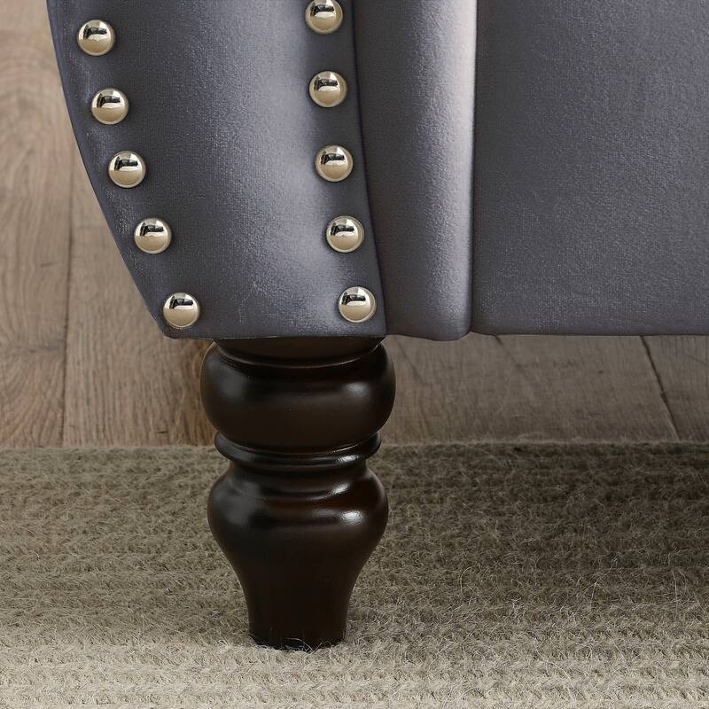 Classic 3-Seat Chesterfield Sofa with Solid Wood Frame & Plush Foam - Stylish Loveseat