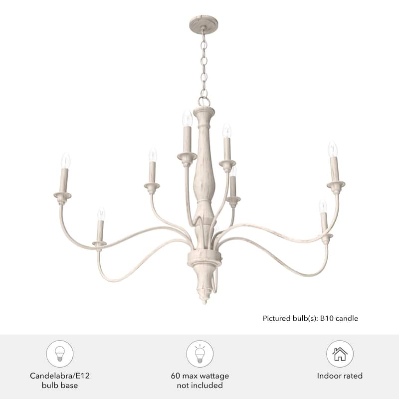 Hunter Teren 9-Light 2-Tier Chandelier - Dining Room, Living Room - Candle, Farmhouse, Vintage, French Country