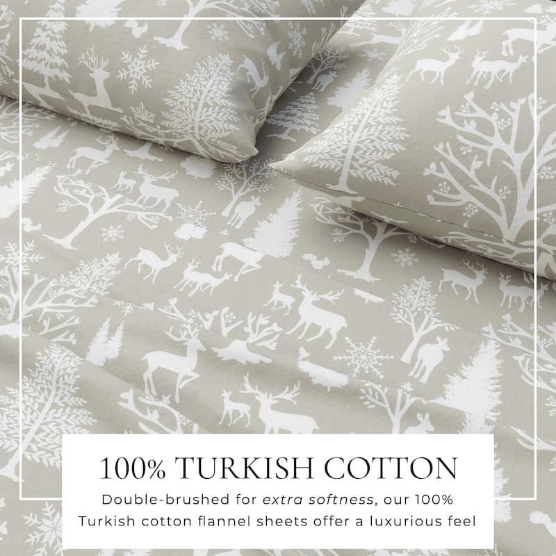 Linery & Co. Winter Turkish Cotton Double-Brushed Flannel Bed Sheet Set