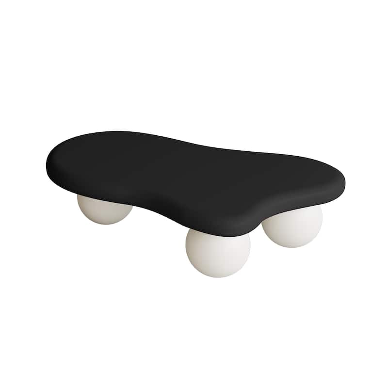 40 Inch Cloud Shaped Coffee Table with 3 Ball Legs for Living Room
