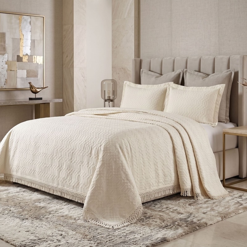 Superior Remi Fringe Cotton Blend Coverlet/Bedspread/Quilt