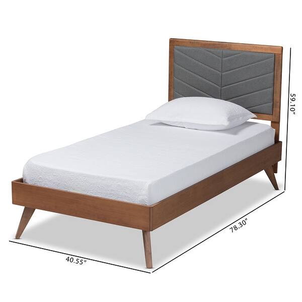 dimension image slide 1 of 2, Roze Mid-Century Modern Wood Platform Bed in Twin Size