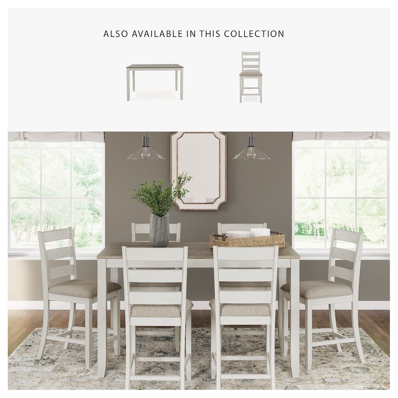 Signature Design by Ashley Skempton White Counter Height Dining Table and Bar Stools (Set of 7)
