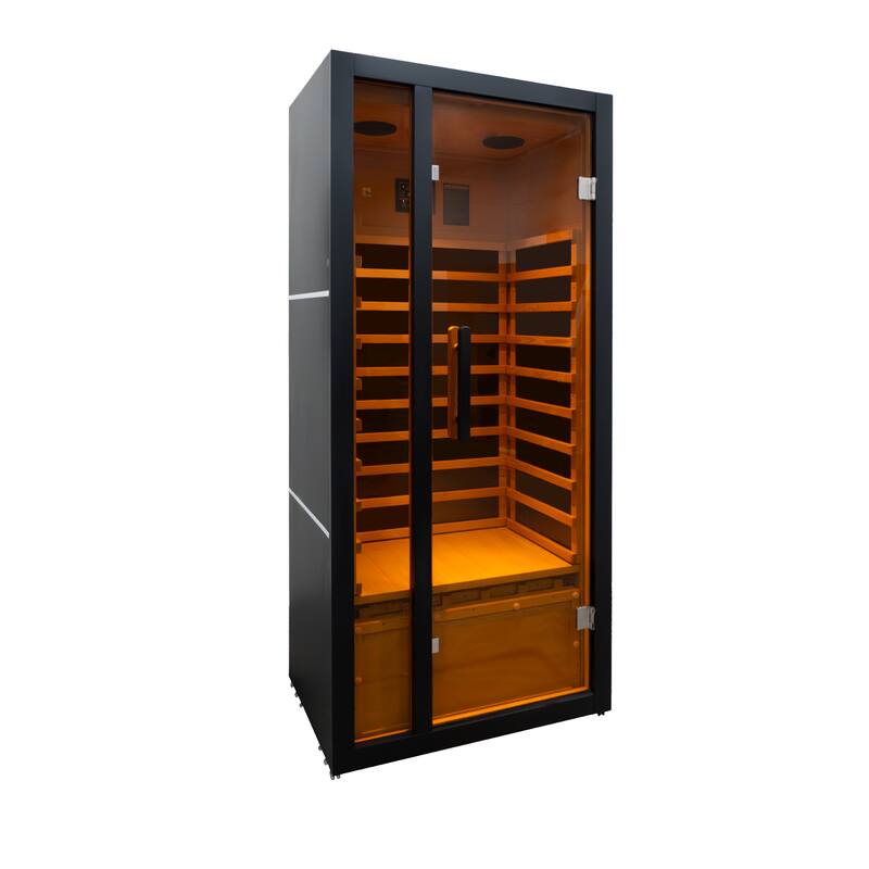 ALEKO Oasis Fully Assembled Expandable Design Indoor Spa Far Infrared Sauna Oasis 1 Person Black