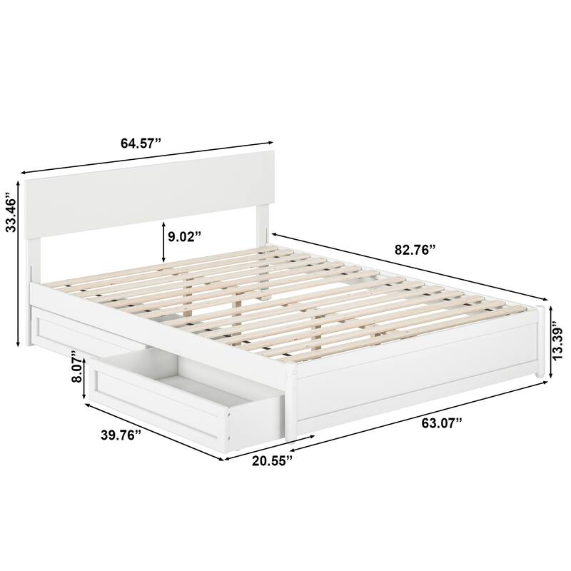 Wesley Platform Bed with Panel Footboard and Storage Drawers