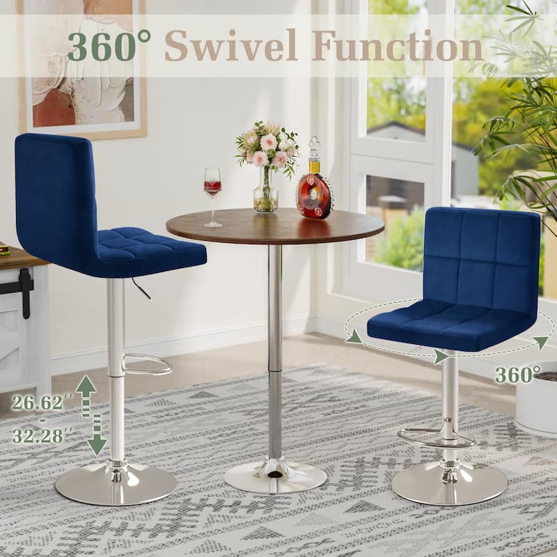 Furniwell Bar Stools Velvet Height Adjustable Swivel Counter Stools with Back - N/A