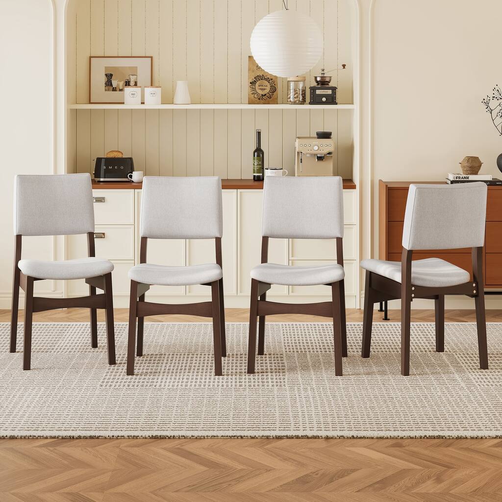 Upholstered Dining Chairs Set of 4, Modern Dining Room Chairs with Back, Fabric Kitchen Side Chairs with Wood Legs