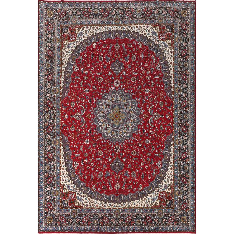 Medallion Kashan Turkish Area Rug Machine Made Living Room Carpet - 9'8" x 13'0"