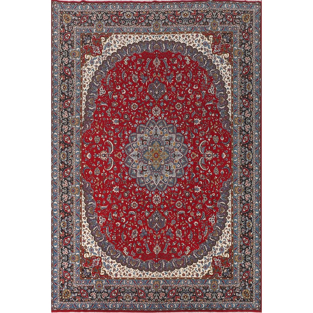 Medallion Kashan Turkish Area Rug Machine Made Living Room Carpet - 9'8" x 13'0"
