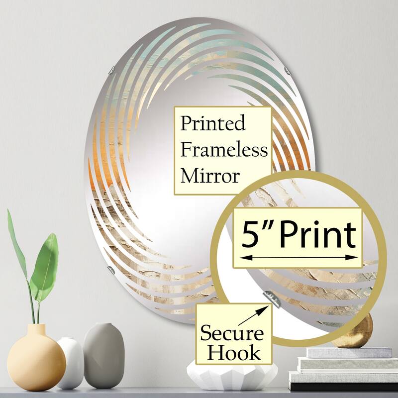 Designart "Beige And Golden Beach Sunset Paradise" Coastal Sunset Beige - Nautical & Coastal Wall Mirror For Hallway