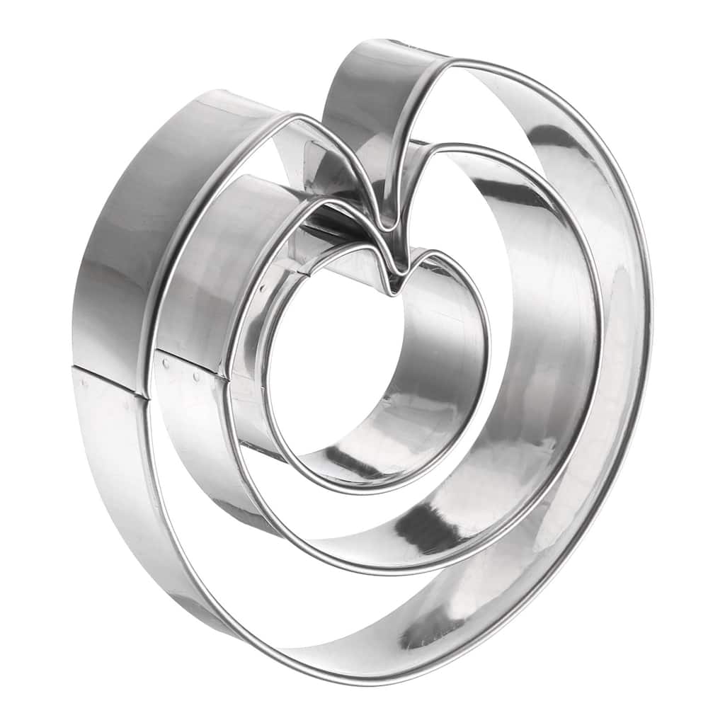 3pcs Lotus Leaf Cookie Cutter Set Assorted Sizes Flower Petal Cutters - Silver