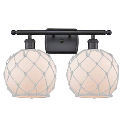 Innovations Lighting Farmhouse Rope 2 Light 16" Wide Bathroom Vanity