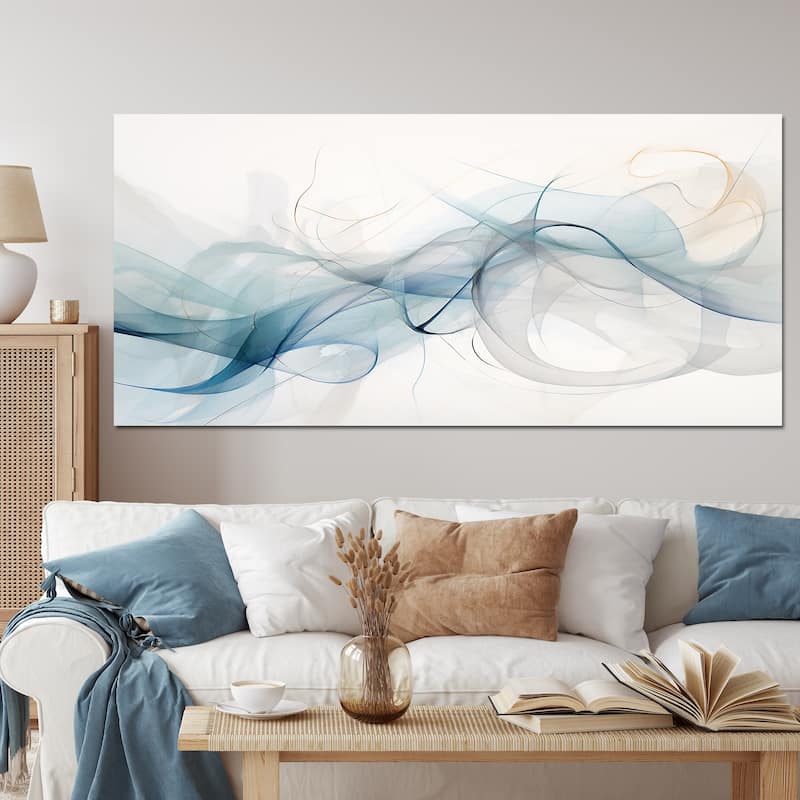 Designart "White Grey Line Art Abstract Calligraphy" Modern Wall Decor