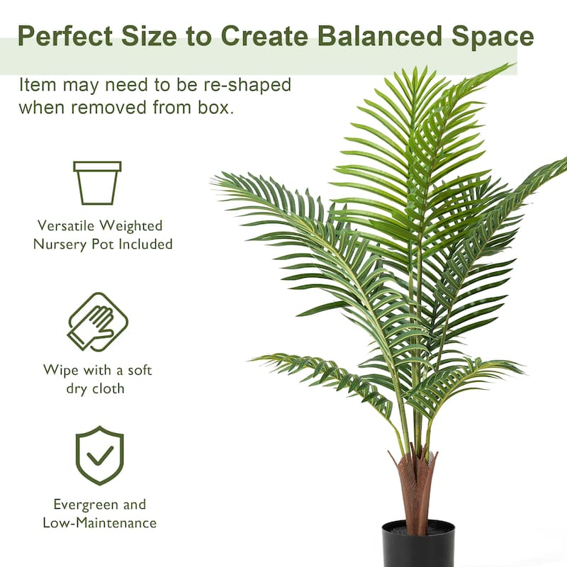 Glitzhome 43"H Real Touch Areca Palm Artificial Fronds Tree in Pot - 19.75"D x 43.25"H