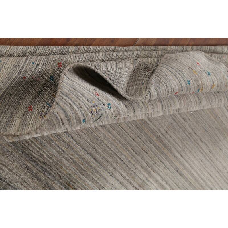 Striped Gabbeh Square Area Rug Handmade Wool Carpet - 9'9"x 9'7"