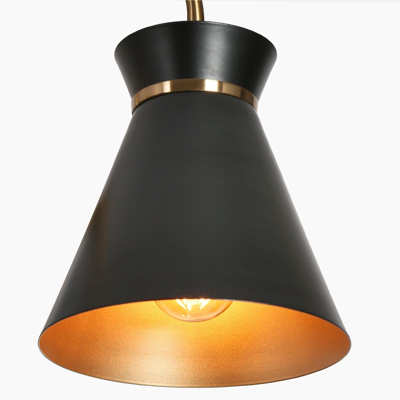 Modern 5-Light Black Gold Wagon Wheel Chandelier Metal Pendant Lights for Dining Room - 29''W x 29''D x 6''H