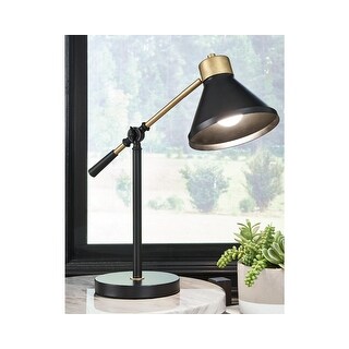 Signature Design by Ashley Garville Black and Brass-tone Metal Table Lamp - 19"W x 7"D x 19"H