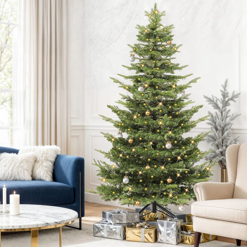 7.5ft & 6.5ft Pre-Lit Artificial Christmas Tree with Remote Control