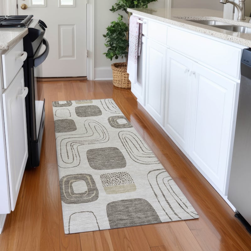 Premium Washable Super Soft Contemporary Elements Mayfield Rug - Beige - 2'3" x 7'6"
