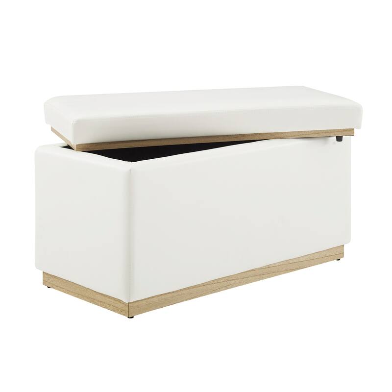 Rue Faux Leather Rectangle Storage Ottoman